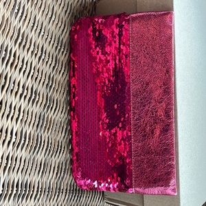 Unique “Coach Poppy” Bright Pink Sequin Clutch